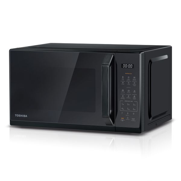 TOSHIBA Black Mirror Microwave 20Liter 800W Digital Solo Small Microwave with 11 Power Levels, One Touch Express Cook with 6 Auto Menus, Defrost, Digital Display, Perfect for 9''Pizza, MW3-EM20PF(MB)
