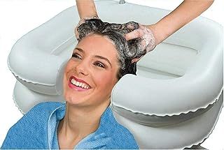 Inflatable Hair Wahing Basin for Bedridden Portable Hair Wash Shampoo BowlInflatable Shampoo Basin for Hair Washing in Bed,Washing Sink for Bedridden,Disabled,Elderly (A-White)