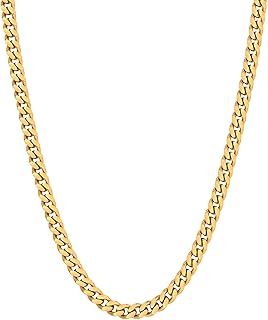 VEXXS Men Gold Necklace, Mens Gold Chain,18K Real Gold Plated 4/5/6mm Flat Cuban Link Chain, Durable No Color Fading Men’s Necklace Chain,Jewelry Gift Men Women