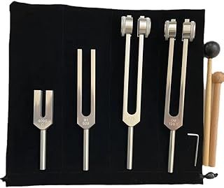Tuning Fork 528 Hz Healing Tuning Fork 432 Hz Set of 4 Tuning Forks (128 Hz, 136.1 Hz, MI 528 Hz, 4096 Hz) Ideal for Therapy, Chakra Therapy, Sound Therapy, Stress Relief