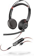 Poly Blackwire 5220 Wired Headset - Flexible Noise-Canceling Boom Mic - Ergonomic Design - Connect to PC/Mac, Mobile via USB-C, USB-A, or 3.5 mm - Works w/Teams, Zoom