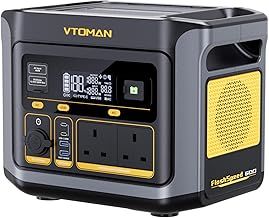 VTOMAN FlashSpeed 600 Portable Power Station 600W (1200W Peak) - 499Wh Solar Generator with LiFePO4 Battery Pack, 100W USB-C/230V AC, 60 Min Fast Charging 0-80% for Camping, Fishing, Blackout, RVs