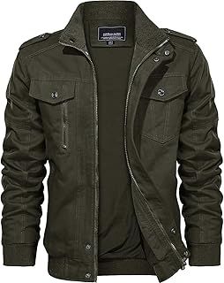 KEFITEVD Cargo Jacket Men Bomber Military Coat Casual Cotton Smart Mens Jacket