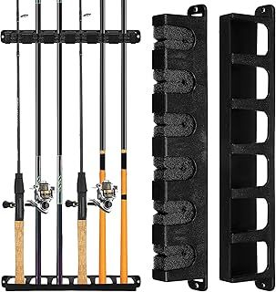 Yardwe Pool Cue Holder 6 Wall Mounted Pool Cue Rack Pool Stick Holder Billiard Cue Rack Fishing Rod Holder Stand Fishing Pole Holder