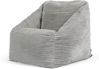 icon Morgan Kids Bean Bag Chair, Grey, Cord Bean Bag with Filling Included for Girls and Boys, Kids Armchair, Beanbags for Children, Nursery Décor, Playroom Décor, Bedroom Accessories
