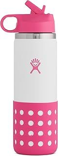 HYDRO FLASK - Kids Water Bottle 591 ml (20 oz) - Vacuum Insulated Stainless Steel Toddler Water Bottle - Silicone Flex Boot, Easy Sip Straw Lid - BPA-Free - Wide Mouth - Punch