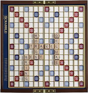 WS Game Company Scrabble Deluxe Travel Edition - Word Game, Alphabet Theme, 2-4 Players, Ages 8+
