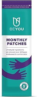 BeYou Natural Period Pain Relief Patches (10 Patches), Natural Cooling Patches for Period Cramps, Period Pain, PCOS, Fibroids, IBS, IBD - Patented Matrix of Menthol and Eucalyptus
