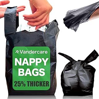 Adult Nappy Bags | 200 Pack | Sanitary Disposable Sacks for Large Incontinence Pads | 25% Thicker | Easy Tie Handles | Bag Extra Strong Thick | Fragrance Free Odourless Discrete
