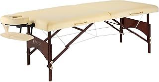 Master Massage 71 cm Argo Portable Massage Table in Black with Walnut Legs - Ideal for Spa Treatments, Tabletop Exercises, Beauty, Tattoo, and Lash Services(Cream)