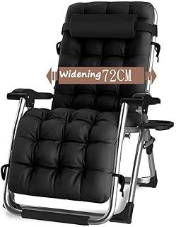 Patio Lawn Chairs Reclining for Heavy People Zero Gravity Outdoor Garden Beach Deck Sun Lounger Support200kg (Color : Black)