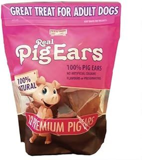 Dog Treats 20 Pig Ear Pieces, Pink