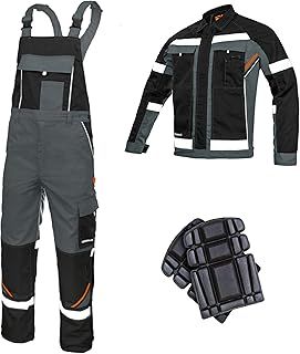 Bib And Brace Overalls Dungaree Men Hi Vis Reflective Trousers With Knee Pads Jacket Available Perfect For Work Mechanic Flooring Trades