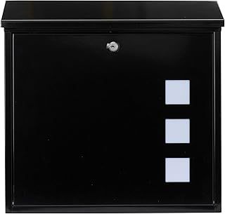 Burg-Wachter MB08BK Aire Wall Mounted Galvanised Steel Lockable Weatherproof Post Box - Black - 37x36x11cm