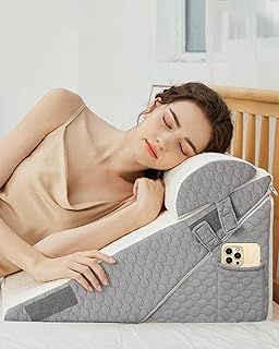 YIHATA Bed Wedge Pillow, 12-in-1 Memory Foam Sleeping Support Pillow with Headrest Adjustable Incline Cushion for Acid Reflux, Gerds, Back Pain, Snoring, Leg Elevation with Washable Cover