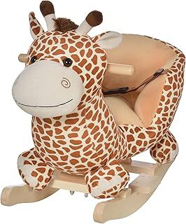 HOMCOM Children Kids Rocking Horse Toys Giraffe Seat Belt Toddlers Baby Toy Gift
