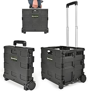 NORTHERN STONE Folding Shopping Trolley Cart, Boot Cart with Noiseless Wheel and Adjustable Telescopic Aluminium Handle, Collapsible Utility Box for Shopping, Garden Camping