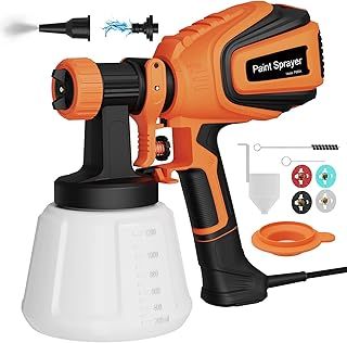 Paint Sprayer, 700W HVLP Electric Spray Gun with 1200Ml Container, 4 Nozzles & 3 Patterns, Cleaning & Dust Blowing joint, Electric Spraying Rate 1000 Ml/Min