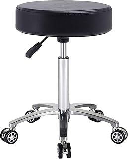 Antlu Massage Stool Chair on Wheels for Beauty Kitchen Salon Home Office, Adjustable High Rolling Swivel Stool (Black)