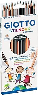 GIOTTO Stilnovo Skin Tones Coloured Pencils Crayons, Hexagonal Shape, Lead 3.3mm, 12 Assorted Tones, Ideal for Children and Schools