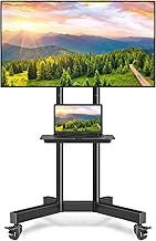 Mobile TV Stand on Wheels for 32-80 Inch LCD LED OLED 4K Smart Flat and Curved Panels, Mobile TV Cart, Rolling Stand with Laptop DVD Shelf, Locking Wheels, MAX 50KG and VESA 600x400mm