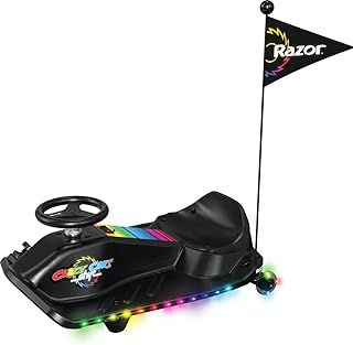 Crazy Cart Shift Lightshow-Drifting Go-Kart for Kids by Razor, Multi-Colour LED Lights, Power Core Hub Motor, Variable-Speed Foot Pedal Accelerator, Rechargeable Battery, Top Speed Control Switch