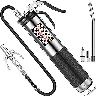 Grease Gun W/Quick Release Coupler, Pistol Grip Grease Gun Heavy Duty Professional - 18 inch Flex Hose Silver