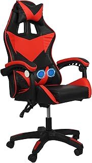 COZYBRITE Gaming Chair Office Desk Computer Chairs Swivel with Massage Headrest Back Support Reclining Ergonomic Design Faux Leather (Black+Red)