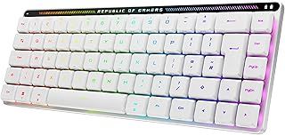 ASUS ROG Falchion RX Low Profile 65% Compact Wireless Gaming Keyboard, Pre-lubed ROG RX Red Low-Profile Optical Switches, Silicone Dampening Foam, Interactive Touch Panel, RGB-White, UK Layout