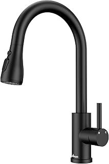 Black Kitchen Tap, Kitchen Taps with Pull Out Spray, Kitchen Mixer Tap 360° Swivel, Kitchen Sink Tap with 3 Spray Modes, Black Tap for Kitchen I Stainless Steel Black