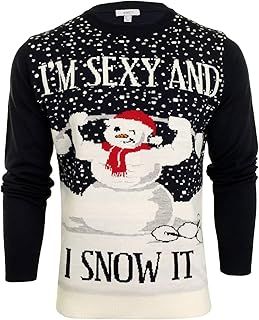 Xact Men's Novely Funny Christmas Jumper, Sexy & I Snow It Slogan, Crew Neck