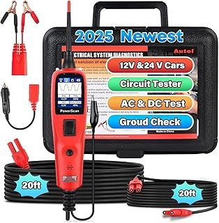 Autel® PowerScan PS100 Original Power Circuit Probe Tester, 12V 24V Electrical System Diagnostic Tool, Read AC DC Resistance, Component Activation, Short/Ground/Continuity/Trailer Test, 20ft Cord