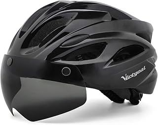 Victgoal Adults Bike Helmet for Men Women Detachable Magnetic Goggle Visor Bicycle Helmet with LED Rear Light Cycling Road Mountain Cycle Helmet