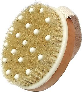 Dry Body Brush, Natural Bristle Bath Brush,Body Brush Lymphatic Drainage, Exfoliate, Stimulate Blood Circulation, Remove Dead Skin Toxins and Cellulite