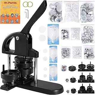 Button Maker, 1/1.25/2.28 inch(25/32/58mm) 3-in-1 Pin Maker, with 300pcs Button Parts, Button Maker Machine with Panda Magic Book, Ergonomic Arc Handle Punch Press Kit, for Children DIY Gifts
