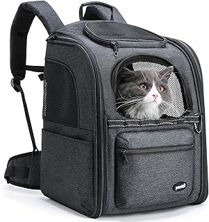 Pecute Cat Backpack Anti-Gravity Load Reduction 30%, Ergonomic Cat Carrier Backpack, Pressure-Relieving Dog Backpack with Locking Zippers, Breathable Cat Carrier, Suitable for traveling, hiking