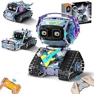 3 in 1 Robot Building Kit - App & Remote Controlled Robot with LED Eyes & Sound - STEM Toy for Kids Age 6+