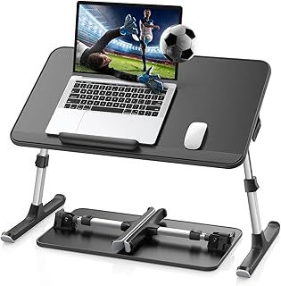 Lap Desk, SAIJI Bed Table, Thick Stable Feet, Height and Angle Adjustable, Enough Mouse Space, up to 17'' Laptop, for Homeoffice, Breakfast, Study (Black, 52 * 30cm)