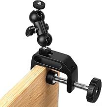 WANBY Double Ballhead Camera Clamp Mount Bracket with Holder for DSLR Camera Rig, LCD Monitor, LED Flash Lights