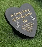 Personalised Black Granite Memorial Grave Plaque Heart Shape Solid Stone