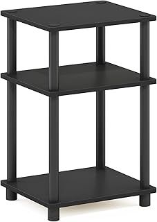 Furinno Just 3-Tier Turn-N-Tube End Table, Side Table, Nightstand, Americano/Black