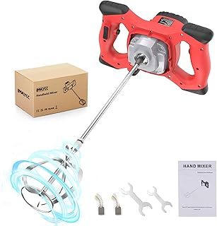 IMAYCC Cement Mixer, 2100W Paddle Mixer, Concrete Mixer with 6 Speed, Plaster Mixer, Paint Mixer, Mixing Paddle for Drill, Concrete Tools, Ideal for Mixing Feed, Plaster, Paint, Cement, Mortar etc.