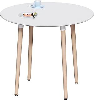 Vida Designs Batley Round Dining Table, Modern Round Kitchen Table with Natural Beech Wood Legs, Compact Dining table for Small Kitchen & Dining Room Furniture (White, 4 Seater)