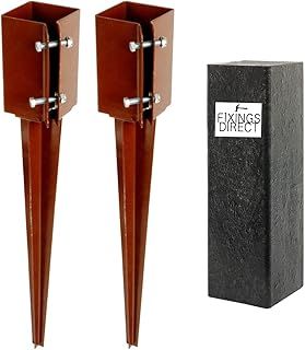 [FIXINGS DIRECT®] 75mm (3") Industrial Fence Post Spike Support 600mm Long Drive Down Post Spike (Includes Driving Tool) (2)