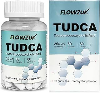 Flowzuk TUDCA Tauroursodeoxycholic Acid Supplements - Bile Salt TUDCA Supplement for Liver Support, Bile Production, Digestion & Immune System Support - 60 Capsules (250mg)