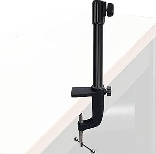 Table Mount Clamp for Microphone Stand - Boom Mic Arm Clamp with Adjustable Screw, Maximum Gap 5cm/1.97in, Low Profile Mic Arm with Extension Rod