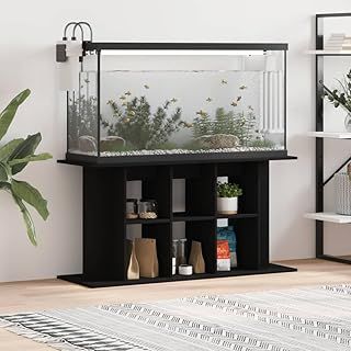 Gecheer Aquarium Stand Fish Tank Cabinet Side Cabinet with Display Shelves for Home Living Room Black 120x40x60 cm Engineered Wood