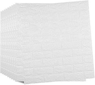 Trafagala 10pcs White Brick Wallpaper Wall Panels 70×77cm Brick Effect Wallpaper Self Adhesive DIY Wall Stickers Waterproof PE Foam Panel Wall Tiles for Bedroom Kitchen Living Room Bathroom Home
