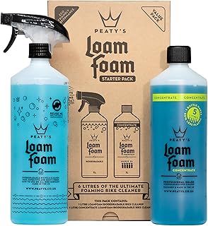 Peaty's Bicycle Cleaning Kit - Loam Foam Starter Pack - Biodegradable Foaming Spray For A Deep Clean - Safe On All Surfaces & Bicycles - LoamFoam 1L & Concentrate 1L (Total 6 Litre of LoamFoam)