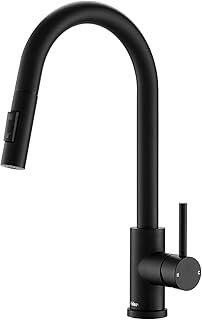 Tohlar Black Kitchen Tap with Pull-Down Sprayer, Modern Stainless Steel Single Handle Mixer Tap